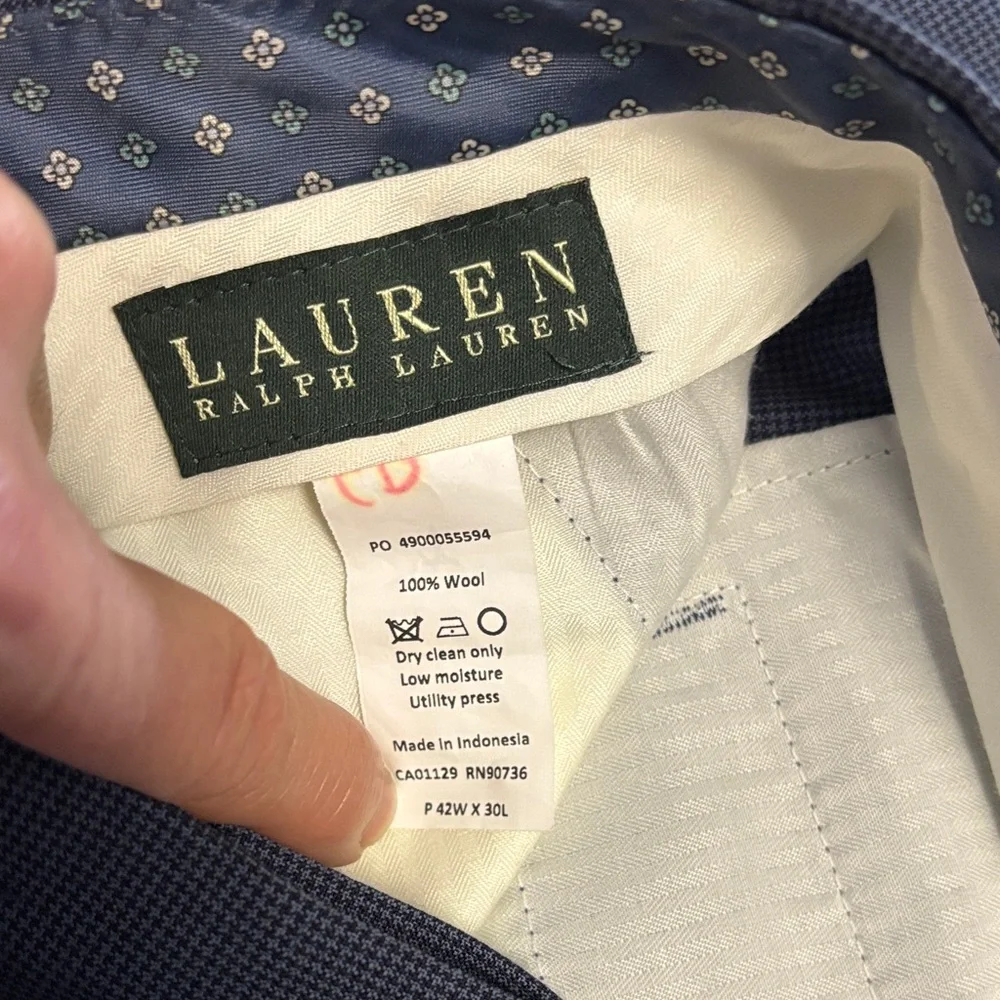 🔥BUNDLESALE Mens 42/27 Lauren Ralph Lauren Navy Checkered Dress Pants
